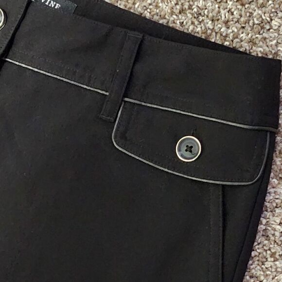 LARRY Levine WIDE Leg STRETCH Black Career Pants Work Trousers Slacks 6 like new - Picture 4 of 8